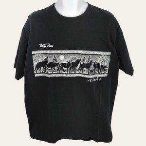 Vintage 1990s Anvil Wolf Run Alaska Men's T-Shirt 2X